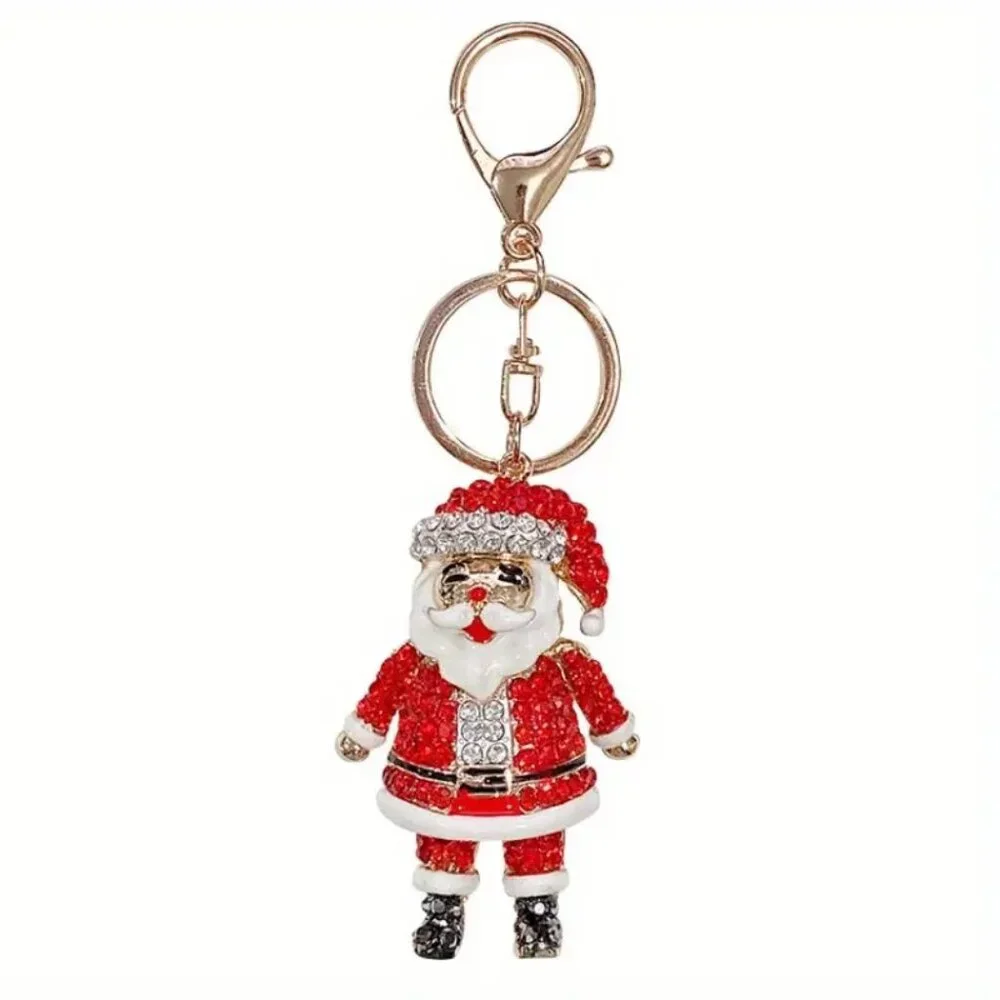 🎄Stunning Adorable Rhinestone Santa Claus Holiday Bling Handbag Keychain Charm - Picture 6 of 8
